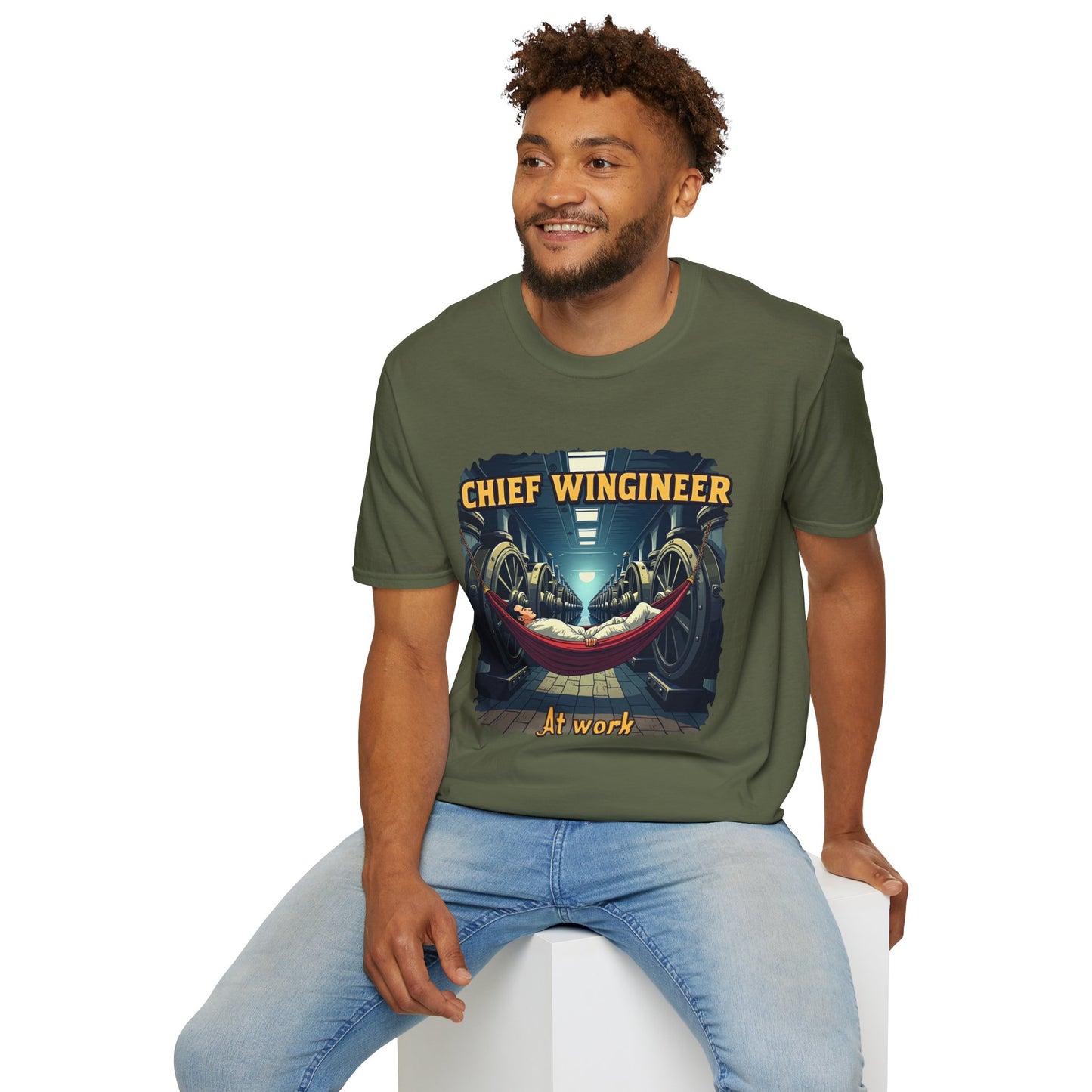 Ink Pulse Print - Chief Wingineer at Work Unisex T-Shirt. (Produced in Australia)