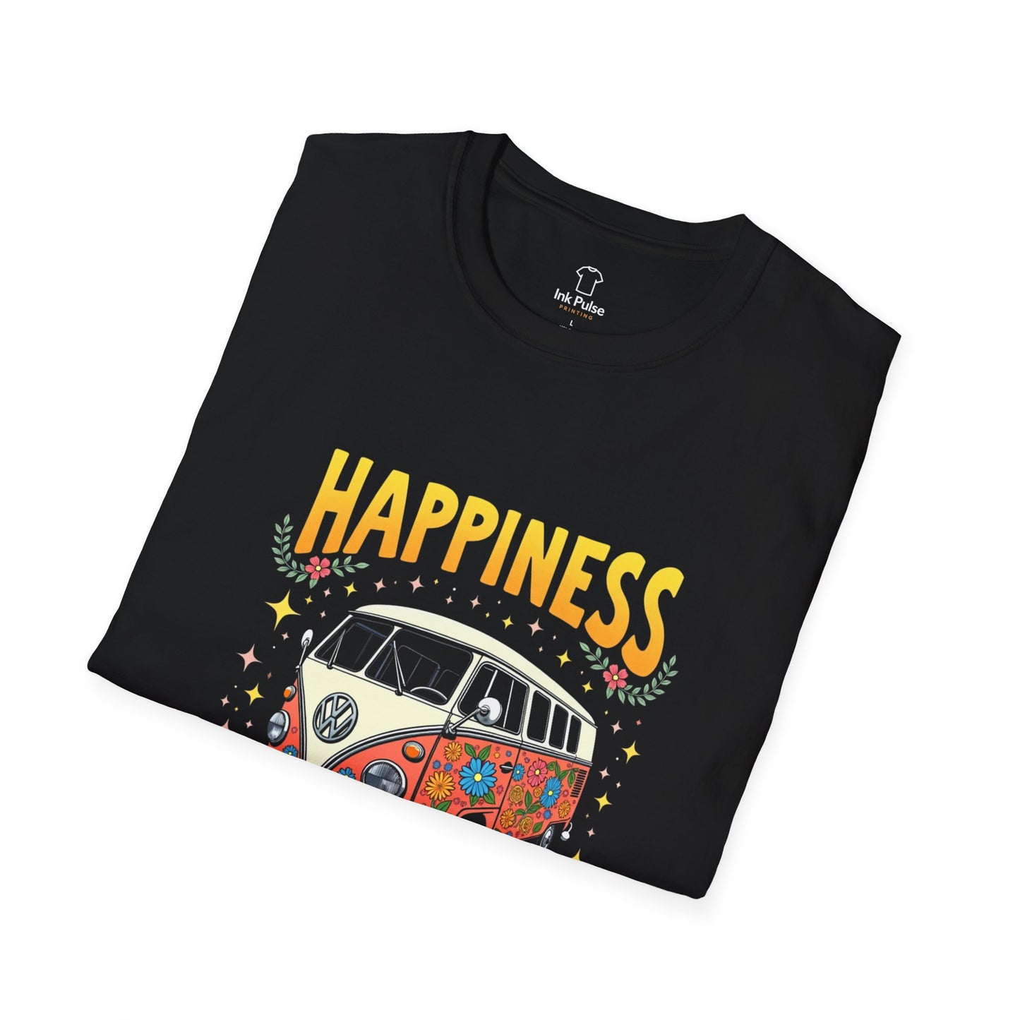 Ink Pulse Print - Vintage Hippie Tee - "Happiness is Not Working" (Produced in Australia)