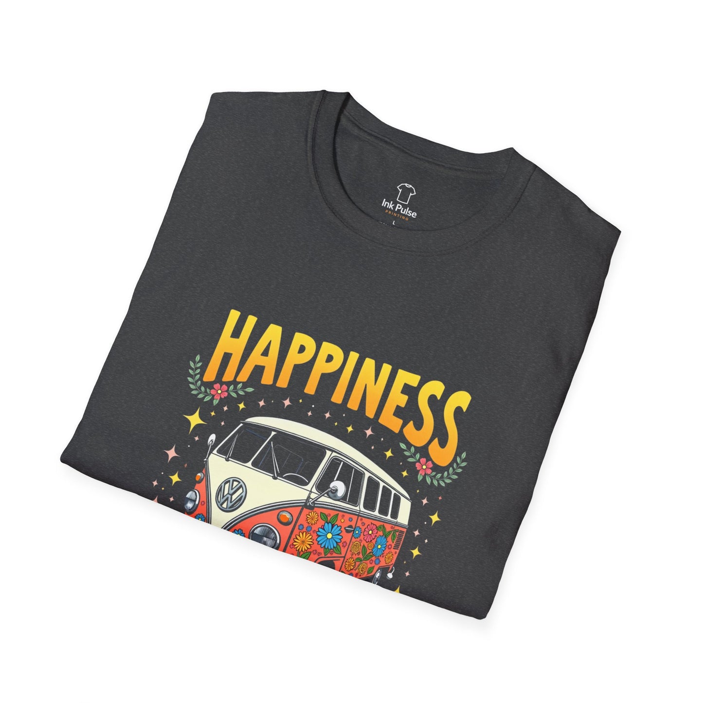 Ink Pulse Print - Vintage Hippie Tee - "Happiness is Not Working" (Produced in Australia)