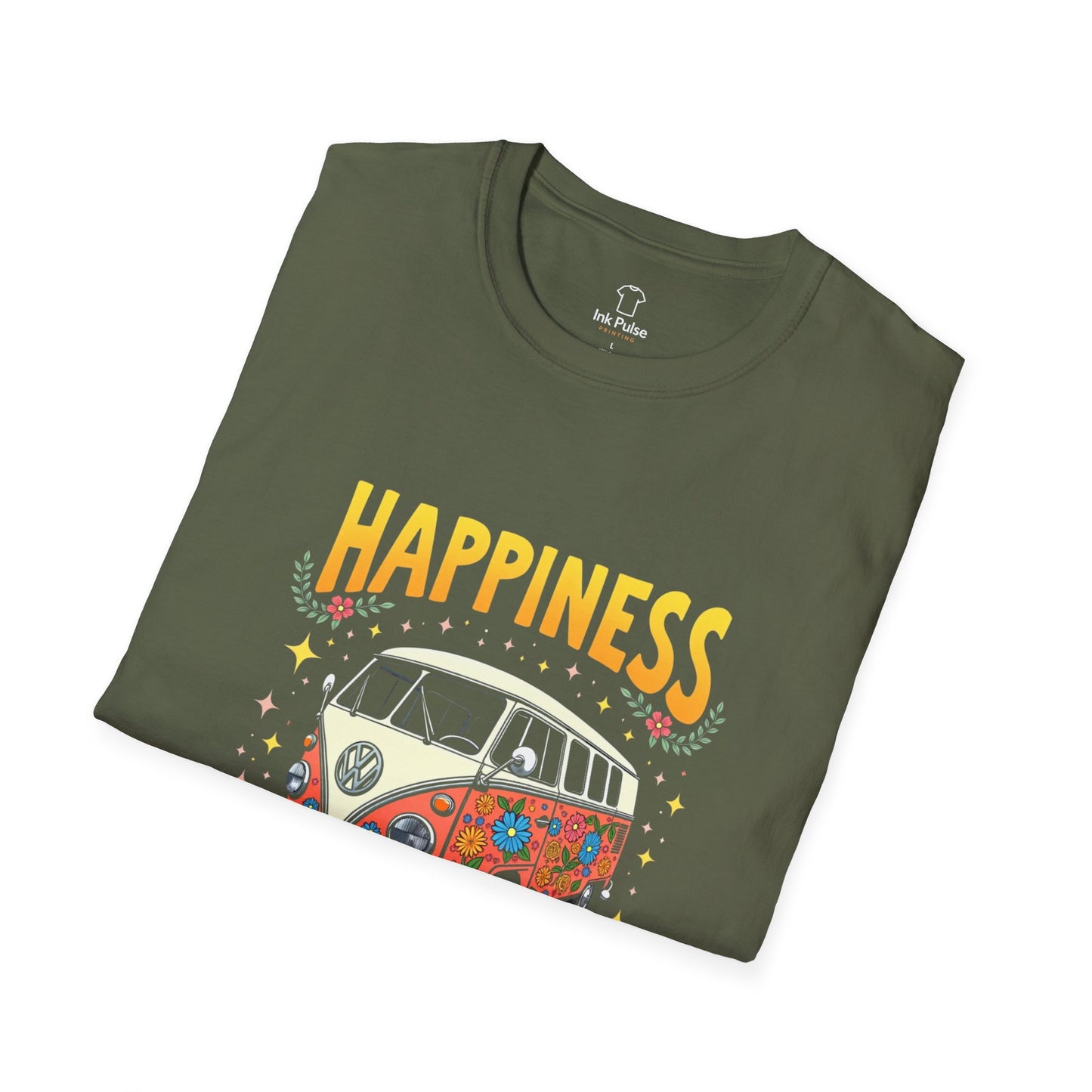 Ink Pulse Print - Vintage Hippie Tee - "Happiness is Not Working" (Produced in Australia)