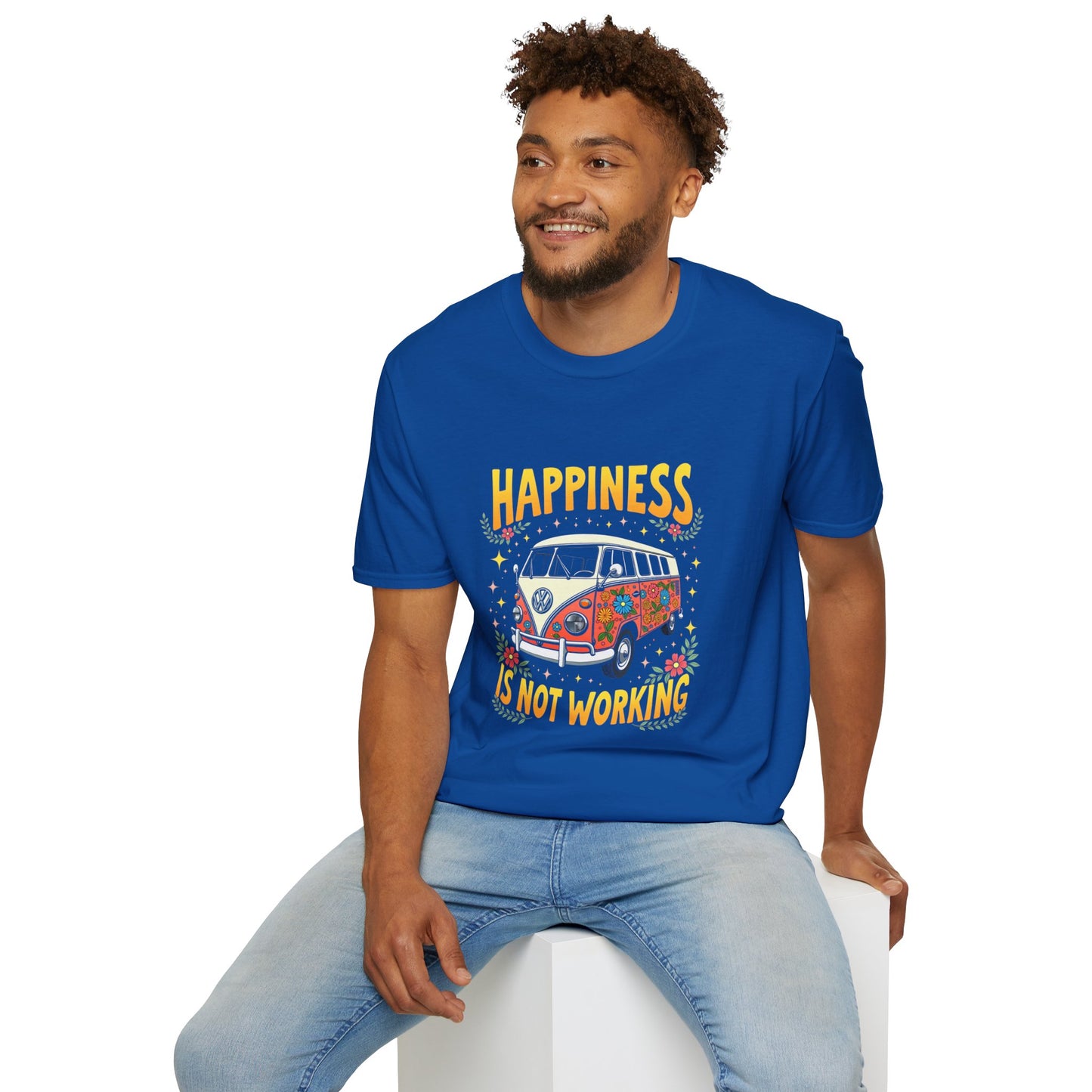 Ink Pulse Print - Vintage Hippie Tee - "Happiness is Not Working" (Produced in Australia)