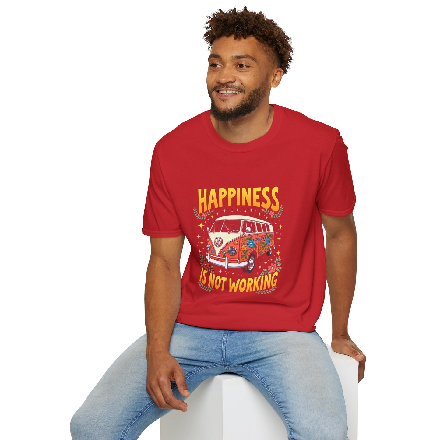 Ink Pulse Print - Vintage Hippie Tee - "Happiness is Not Working" (Produced in Australia)