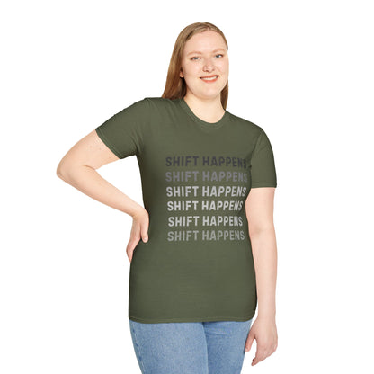 Ink Pulse Print - Shift Happens Unisex Softstyle T-Shirt | Casual Tee. (Produced in Australia)