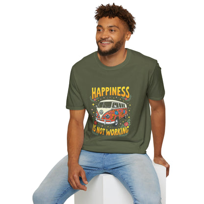 Ink Pulse Print - Vintage Hippie Tee - "Happiness is Not Working" (Produced in Australia)