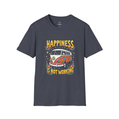 Ink Pulse Print - Vintage Hippie Tee - "Happiness is Not Working" (Produced in Australia)