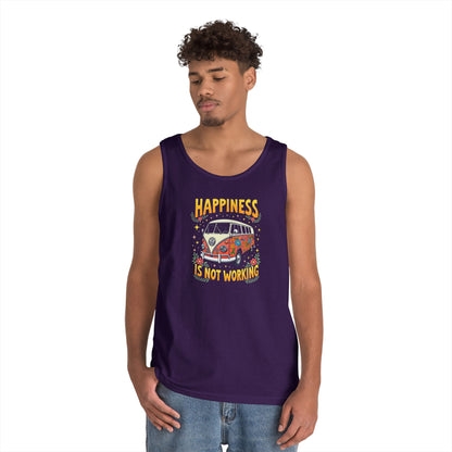 Ink Pulse Print - Vintage Camper Vibes Tank Top - Happiness is Not Working, (Produced in the USA)