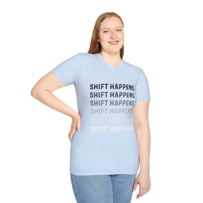 Ink Pulse Print - Shift Happens Unisex Softstyle T-Shirt | Casual Tee. (Produced in Australia)