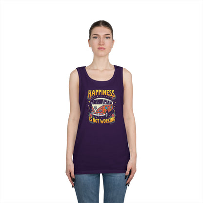 Ink Pulse Print - Vintage Camper Vibes Tank Top - Happiness is Not Working, (Produced in the USA)