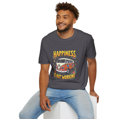 Ink Pulse Print - Vintage Hippie Tee - "Happiness is Not Working" (Produced in Australia)