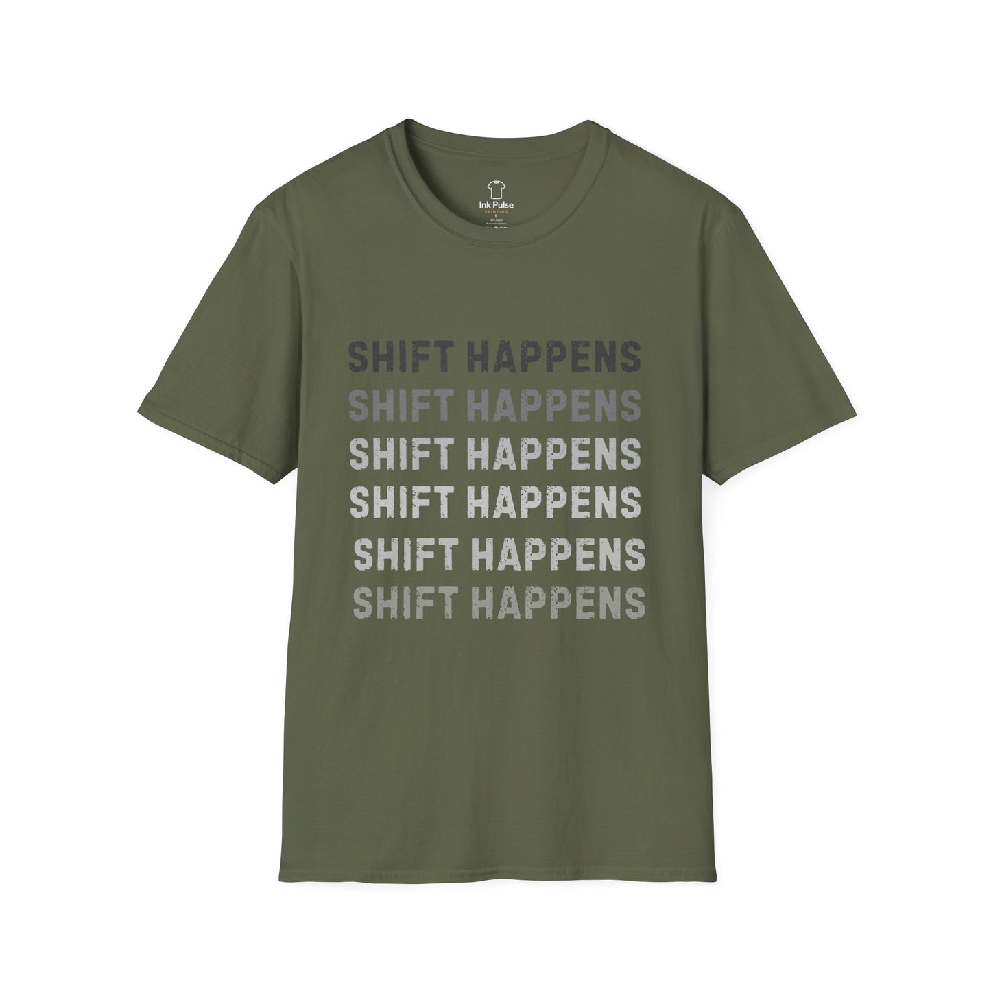 Ink Pulse Print - Shift Happens Unisex Softstyle T-Shirt | Casual Tee. (Produced in Australia)