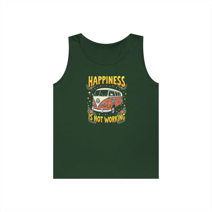 Ink Pulse Print - Vintage Camper Vibes Tank Top - Happiness is Not Working, (Produced in the USA)