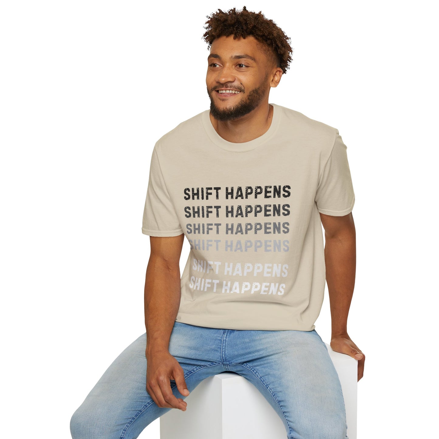 Ink Pulse Print - Shift Happens Unisex Softstyle T-Shirt | Casual Tee. (Produced in Australia)