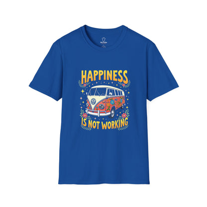 Ink Pulse Print - Vintage Hippie Tee - "Happiness is Not Working" (Produced in Australia)
