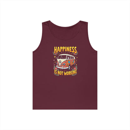 Ink Pulse Print - Vintage Camper Vibes Tank Top - Happiness is Not Working, (Produced in the USA)