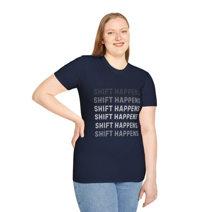 Ink Pulse Print - Shift Happens Unisex Softstyle T-Shirt | Casual Tee. (Produced in Australia)