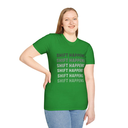 Ink Pulse Print - Shift Happens Unisex Softstyle T-Shirt | Casual Tee. (Produced in Australia)