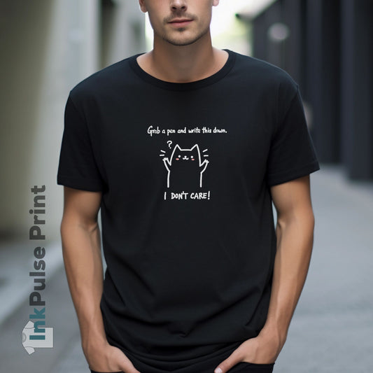Ink Pulse Print - Funny Cat Quote T-Shirt, Cute Animal Tee. (Produced in Australia)