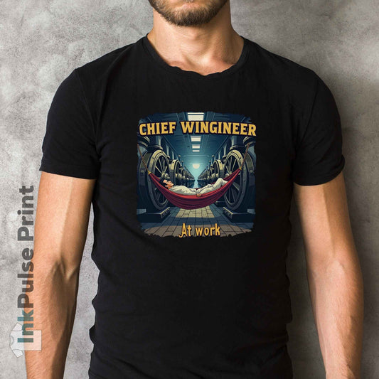 Ink Pulse Print - Chief Wingineer at Work Unisex T-Shirt. (Produced in Australia)