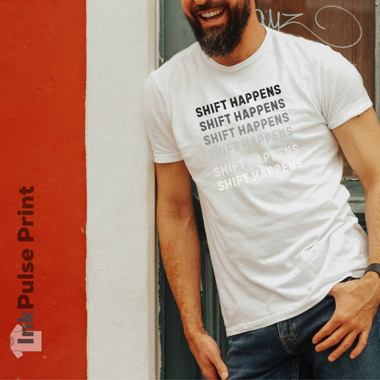 Ink Pulse Print - Shift Happens Unisex Softstyle T-Shirt | Casual Tee. (Produced in Australia)