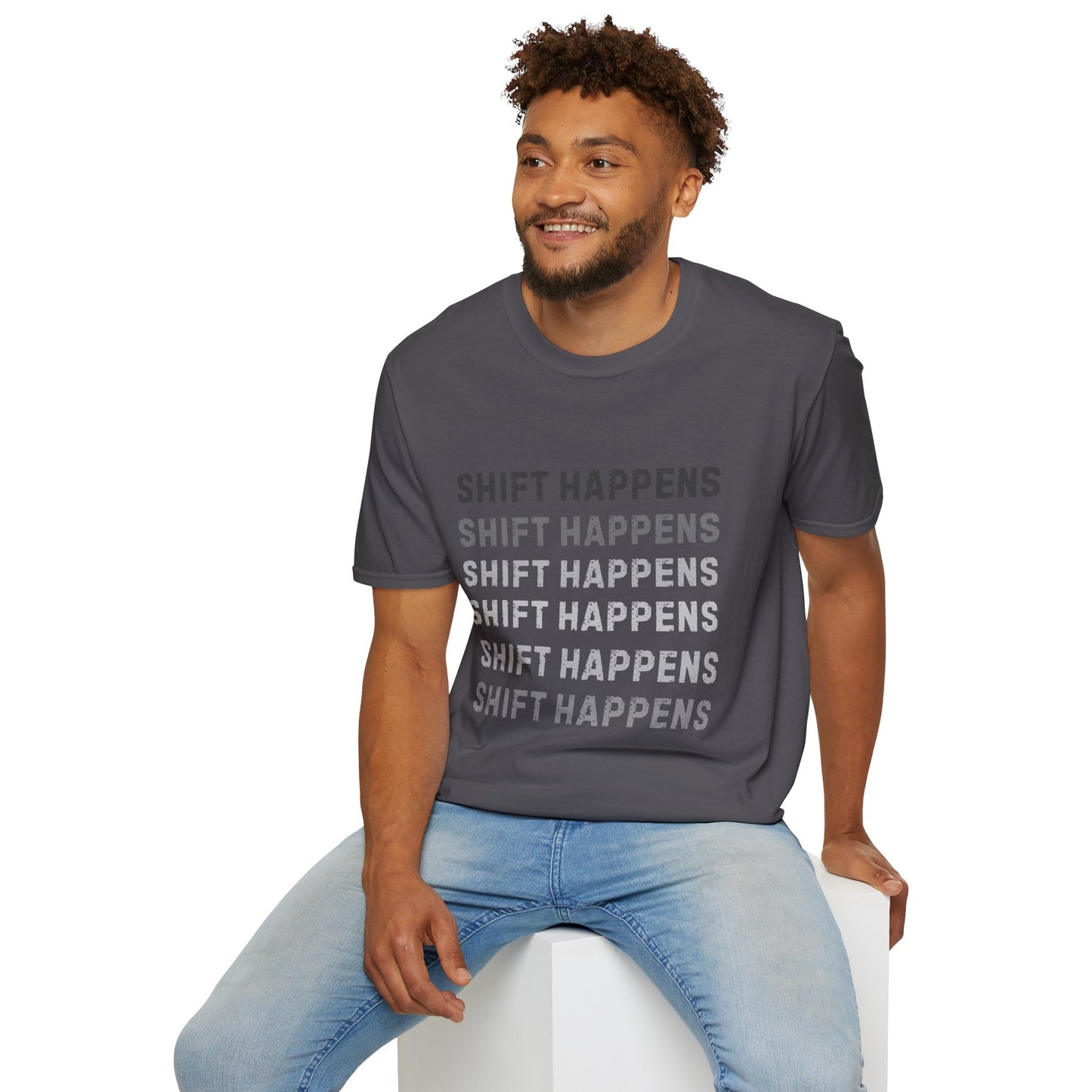 Ink Pulse Print - Shift Happens Unisex Softstyle T-Shirt | Casual Tee. (Produced in Australia)