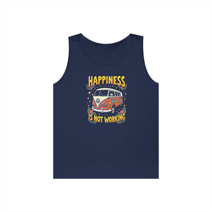 Ink Pulse Print - Vintage Camper Vibes Tank Top - Happiness is Not Working, (Produced in the USA)