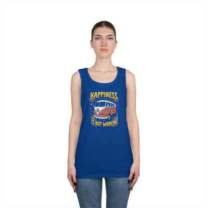 Ink Pulse Print - Vintage Camper Vibes Tank Top - Happiness is Not Working, (Produced in the USA)