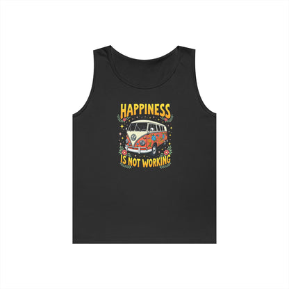 Ink Pulse Print - Vintage Camper Vibes Tank Top - Happiness is Not Working, (Produced in the USA)