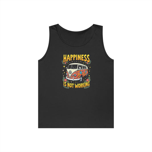 Ink Pulse Print - Vintage Camper Vibes Tank Top - Happiness is Not Working, (Produced in the USA)