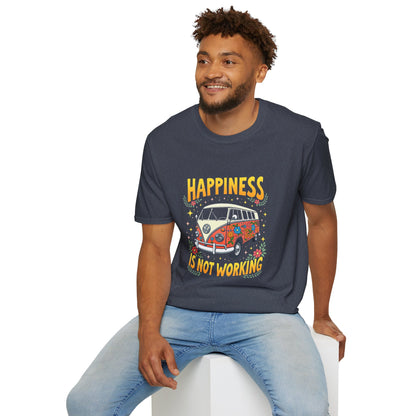 Ink Pulse Print - Vintage Hippie Tee - "Happiness is Not Working" (Produced in Australia)