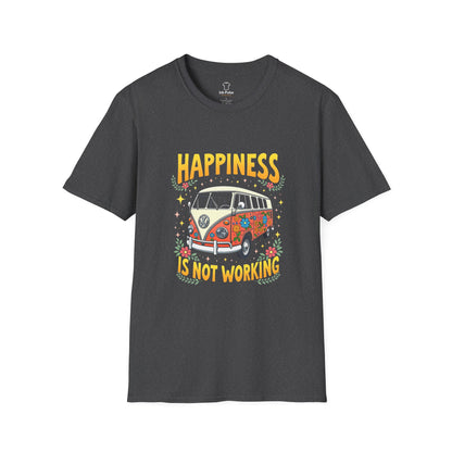 Ink Pulse Print - Vintage Hippie Tee - "Happiness is Not Working" (Produced in Australia)