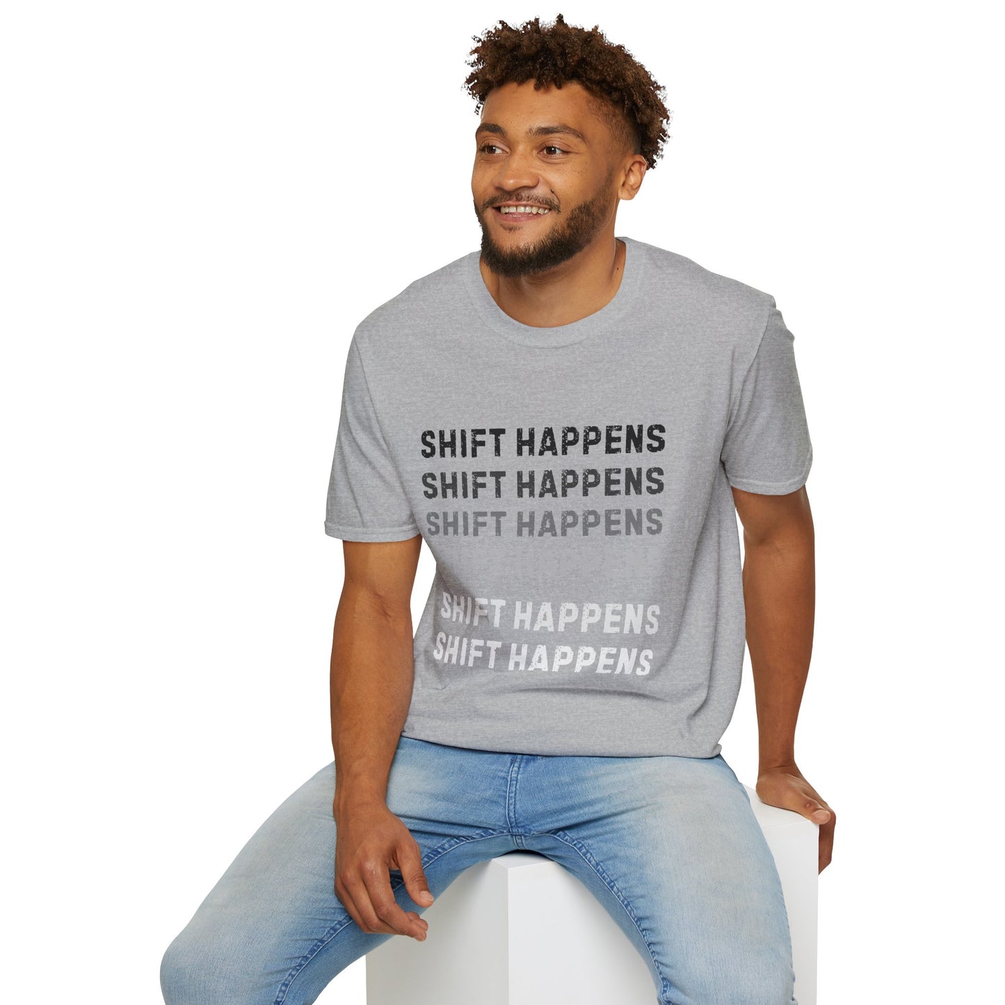 Ink Pulse Print - Shift Happens Unisex Softstyle T-Shirt | Casual Tee. (Produced in Australia)