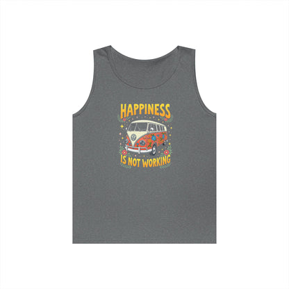 Ink Pulse Print - Vintage Camper Vibes Tank Top - Happiness is Not Working, (Produced in the USA)