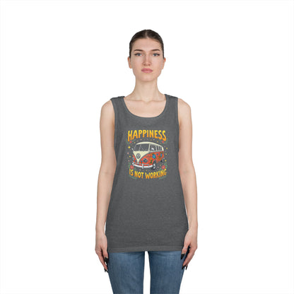 Ink Pulse Print - Vintage Camper Vibes Tank Top - Happiness is Not Working, (Produced in the USA)