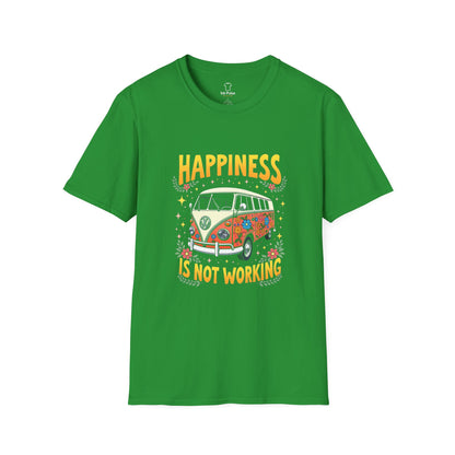 Ink Pulse Print - Vintage Hippie Tee - "Happiness is Not Working" (Produced in Australia)