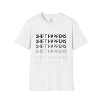 Ink Pulse Print - Shift Happens Unisex Softstyle T-Shirt | Casual Tee. (Produced in Australia)