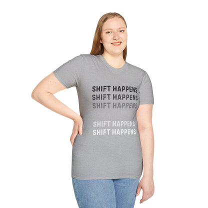 Ink Pulse Print - Shift Happens Unisex Softstyle T-Shirt | Casual Tee. (Produced in Australia)