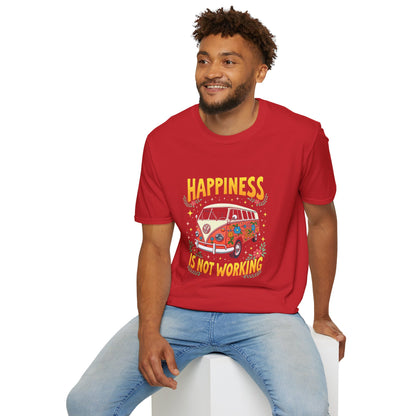 Ink Pulse Print - Vintage Hippie Tee - "Happiness is Not Working" (Produced in Australia)