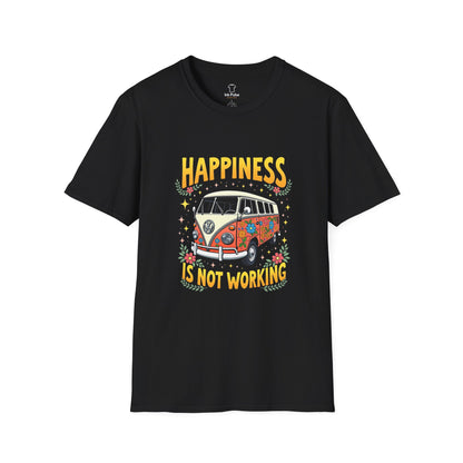 Ink Pulse Print - Vintage Hippie Tee - "Happiness is Not Working" (Produced in Australia)