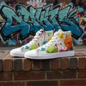 Paint Splatter - Men's High Top Canvas Shoes