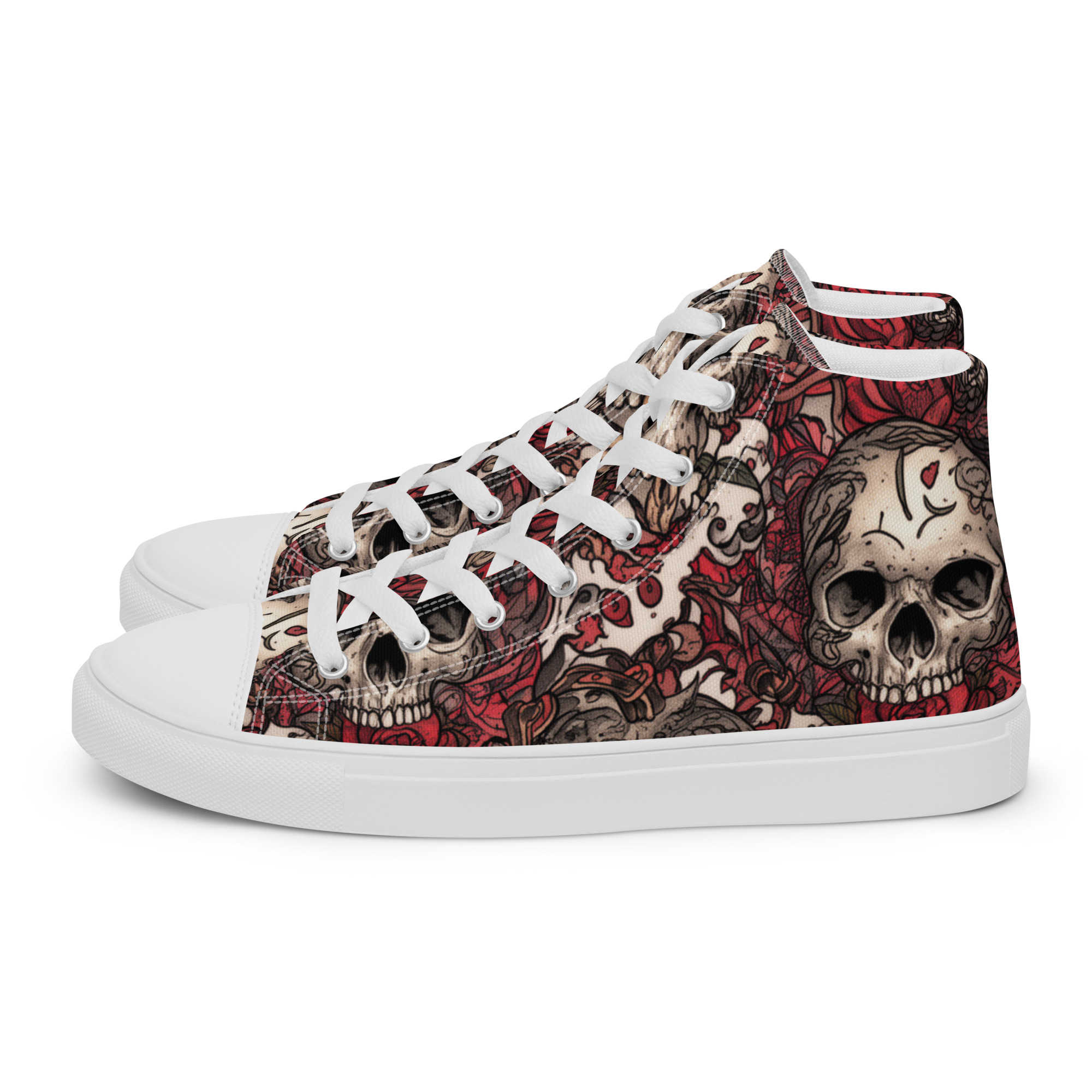 Skull - Men’s High Top Canvas Shoes - Image 9