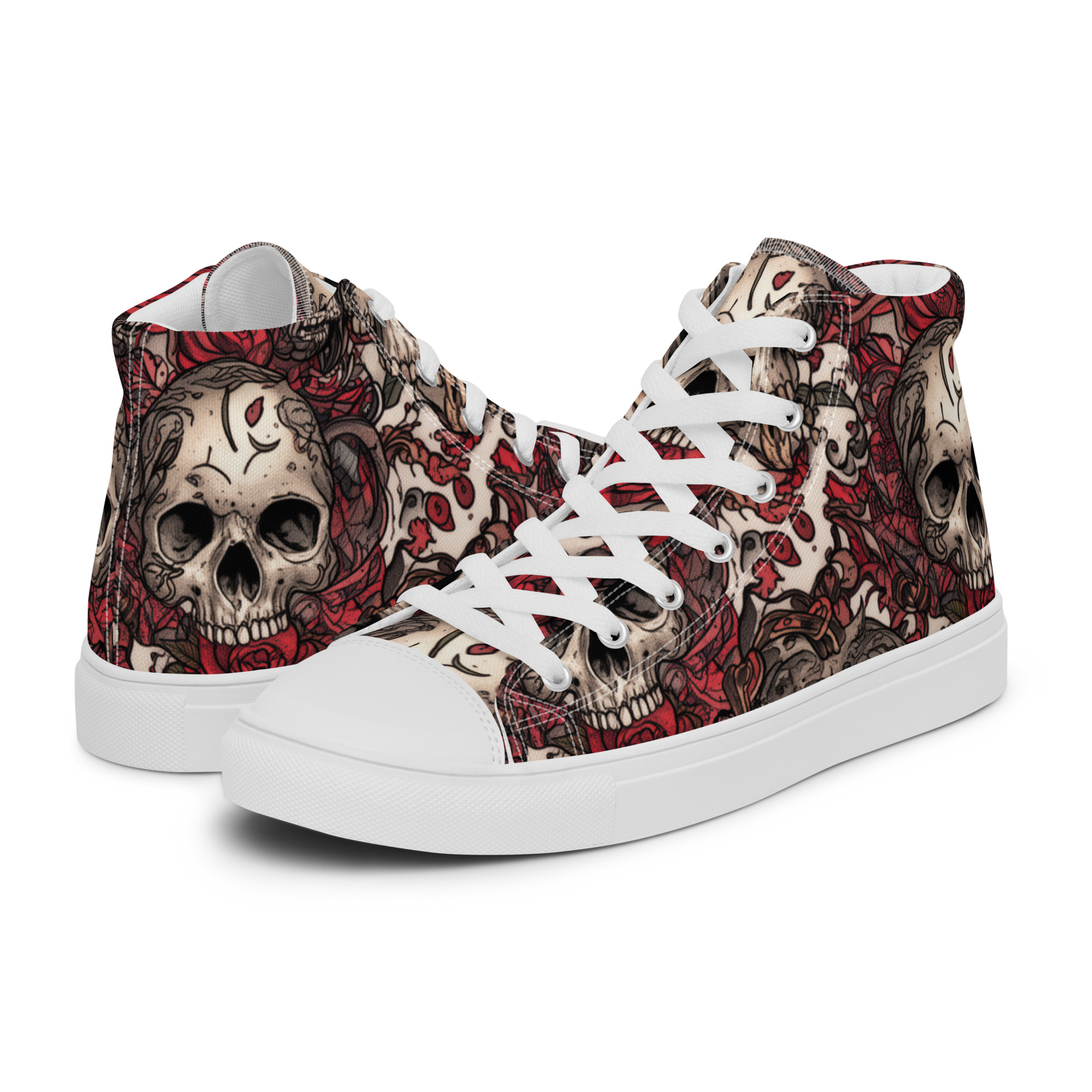 Skull - Men’s High Top Canvas Shoes