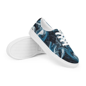 Men's Lace-Up Canvas Shoes – Dark Teal Marble Swirl