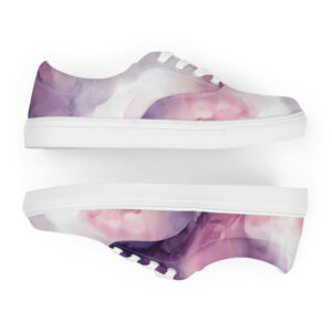 Women's Lace-Up Canvas Shoes – Purple Pink Watercolour Ink Art