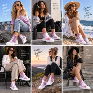 Women’s purple pink watercolour high-top canvas shoes by Ink Pulse Print