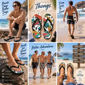 Men’s skateboard graphic flip-flops by Ink Pulse Print