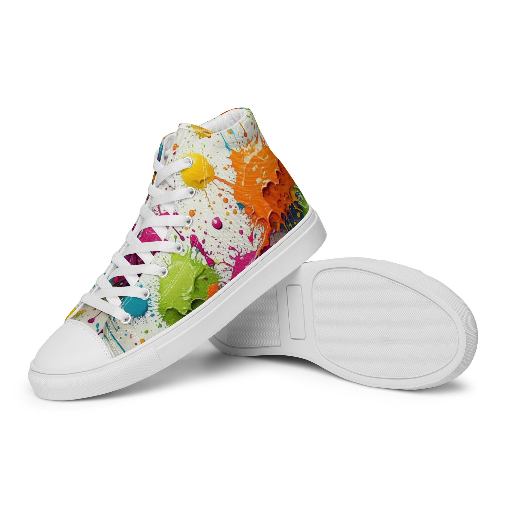 Men’s High-Top Canvas Shoes - Paint Splatter - Image 9