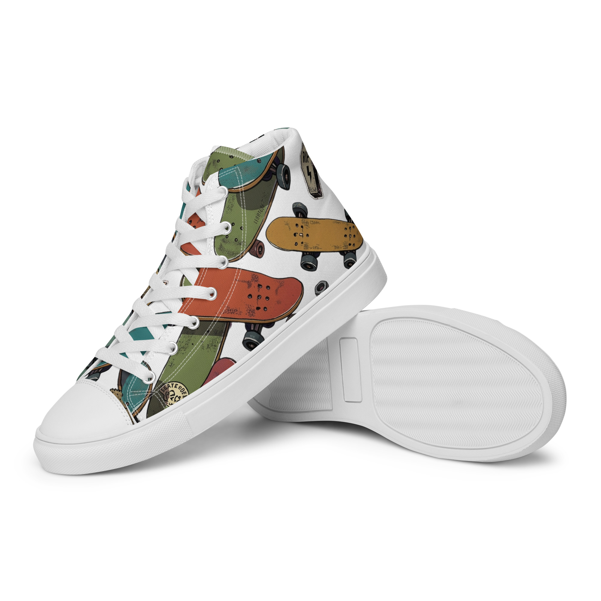 Men’s skateboard high-top canvas shoes, left side view